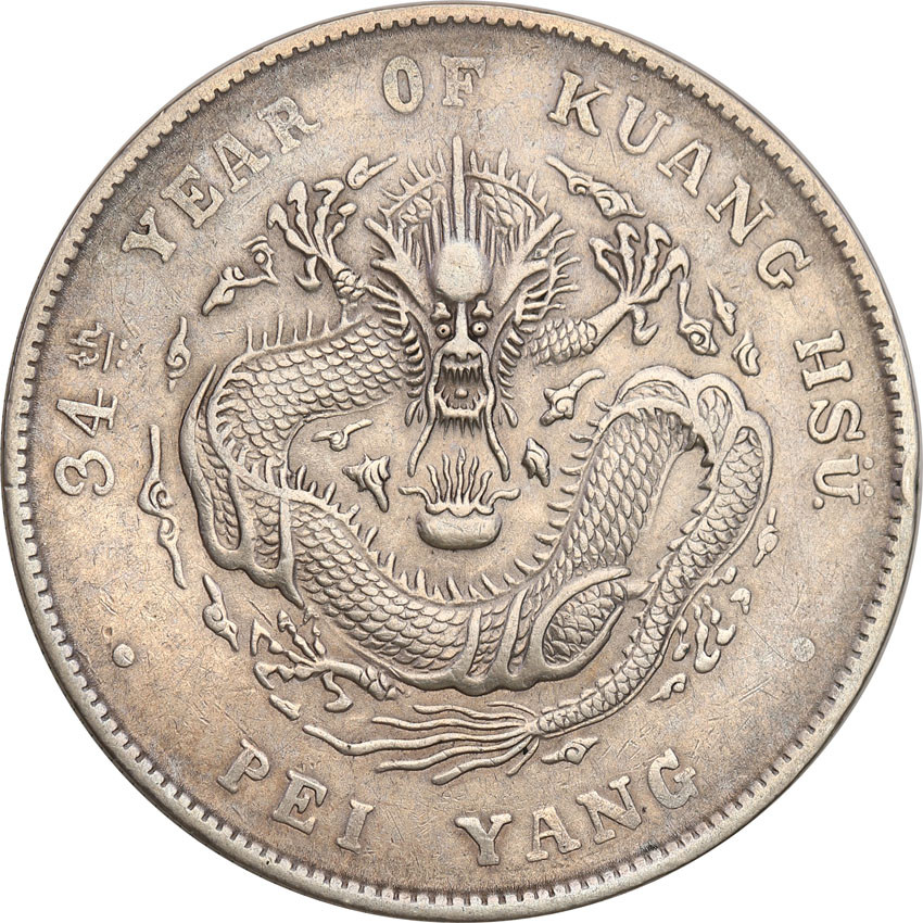 Chiny, Chihli.  1 Dolar Yr. 34 (1908)